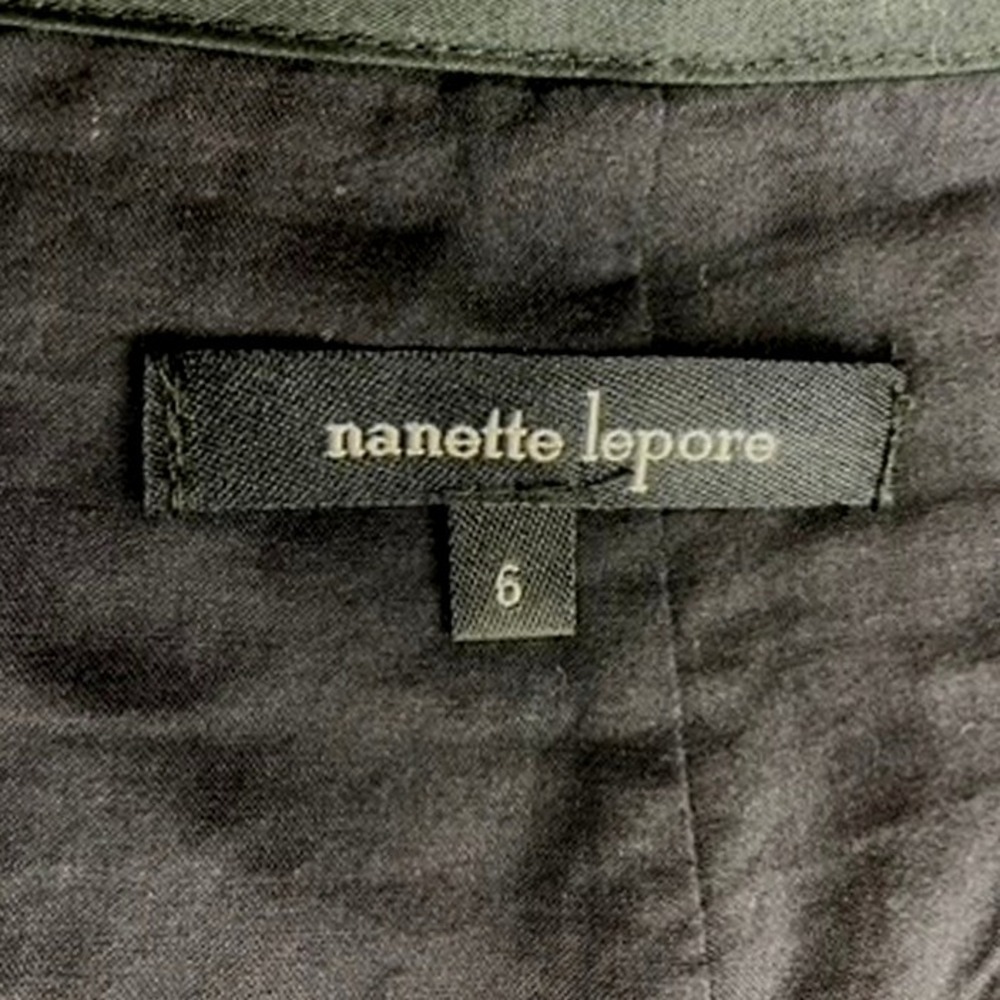 NANETTE LEPORE Womens (6) Cotton Tiered Midi Black Skirt Whimsy Goth Dot USA - Picture 5 of 6